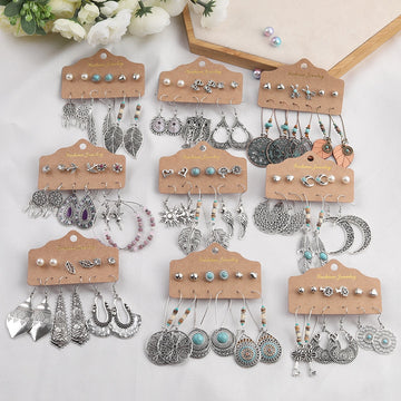 Bohemia Bride Earrings Set Vintage Ethnic Long Round Leaf Tassel Wedding Water Drop Earrings for Women Girls Statement Jewelry daiiibabyyy